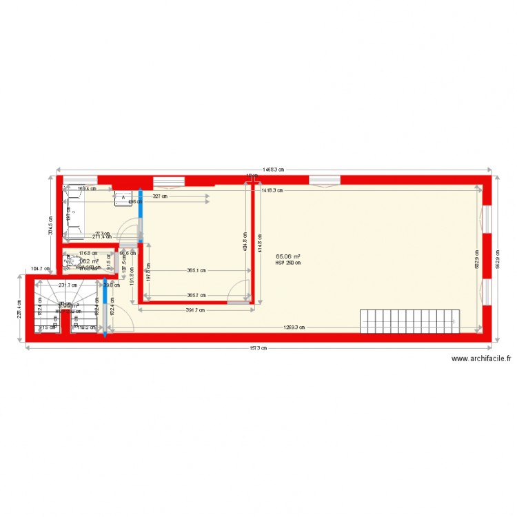 2éme étage  SARREGUEMINE FLEURISTEPROJET . Plan de 3 pièces et 71 m2