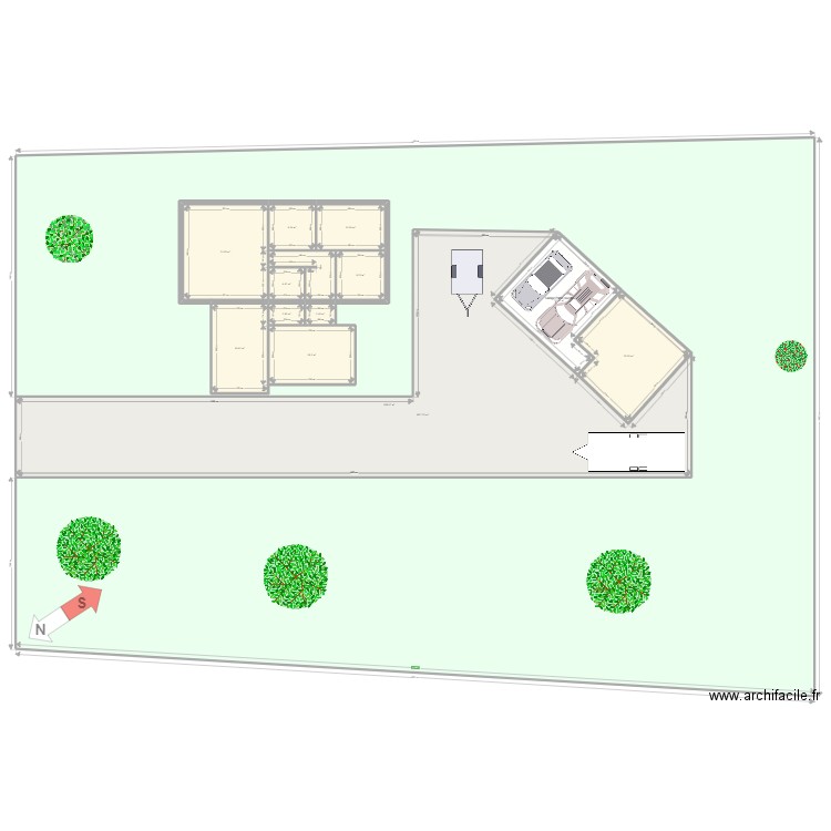 Chalet en bois habitable BERTA + garage. Plan de 0 pièce et 0 m2