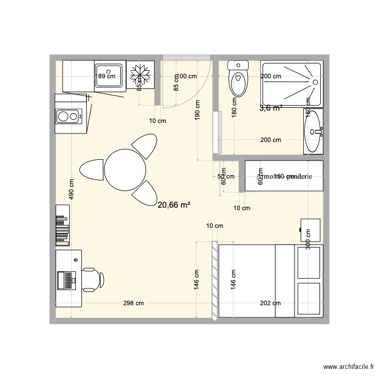 studio. Plan de 0 pièce et 0 m2