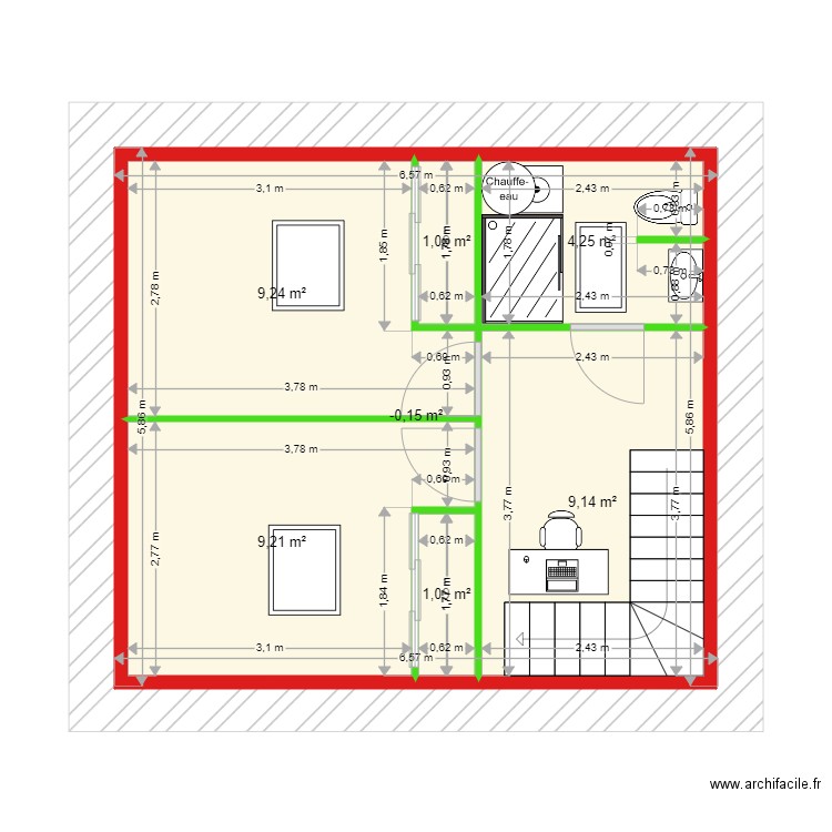 LEFEVER ETAGE V3. Plan de 5 pièces et 73 m2