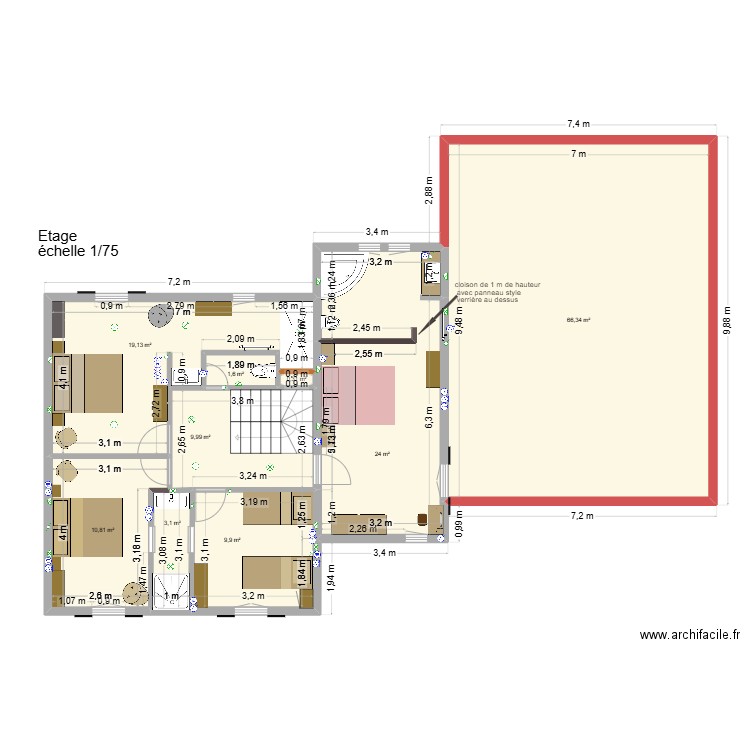 Saint Père. Plan de 45 pièces et 879 m2