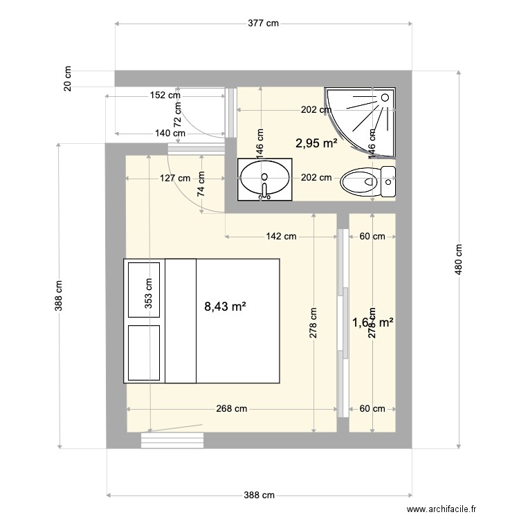 aménagement grenier 2. Plan de 3 pièces et 13 m2