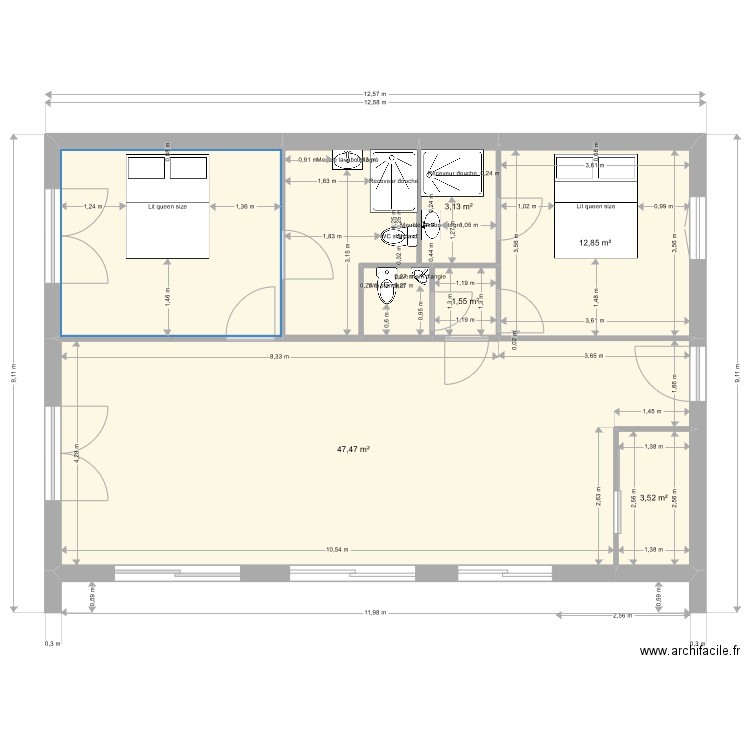 base mod yves. Plan de 8 pièces et 92 m2