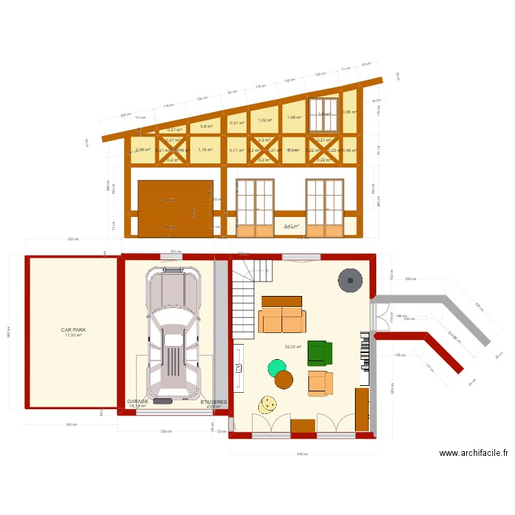 SALON GARAGE ET CAR PARK. Plan de 0 pièce et 0 m2