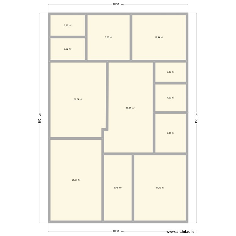PLAN1. Plan de 12 pièces et 134 m2