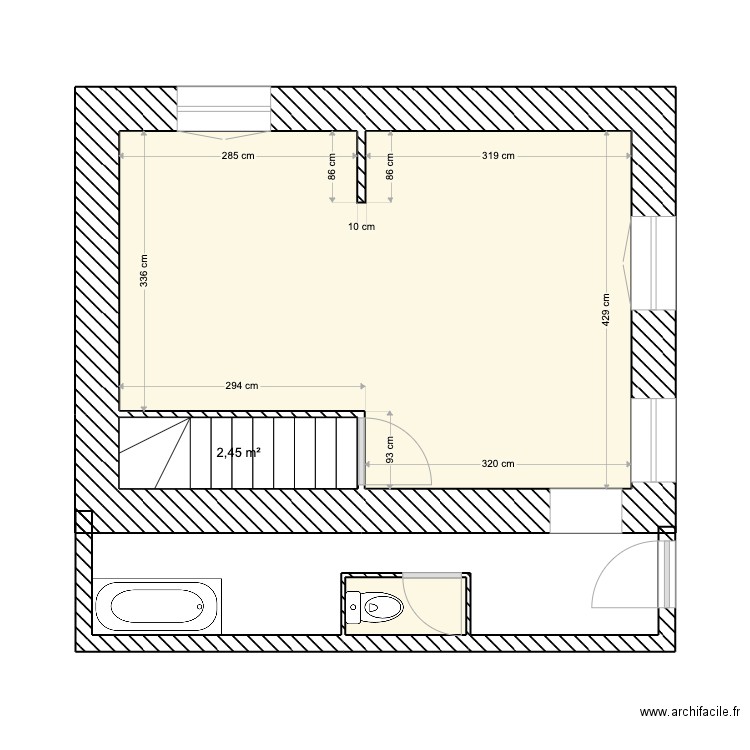 Criel de Renage Rez de Chaussée. Plan de 3 pièces et 27 m2