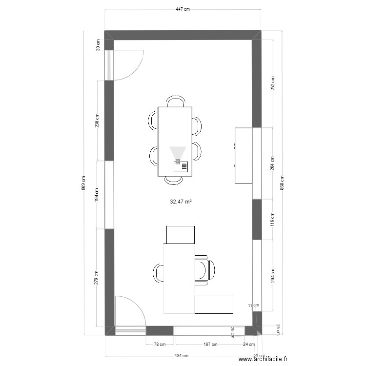 Bureau Julien Version 1. Plan de 1 pièce et 32 m2