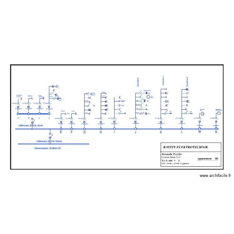 Appartement B6 Schema unifila. Plan de 0 pièce et 0 m2