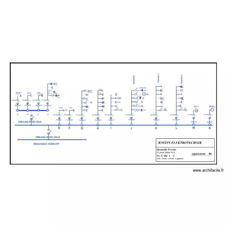 Appartement B6 Schema unifila. Plan de Appartement B6 Schema unifila. Plan de