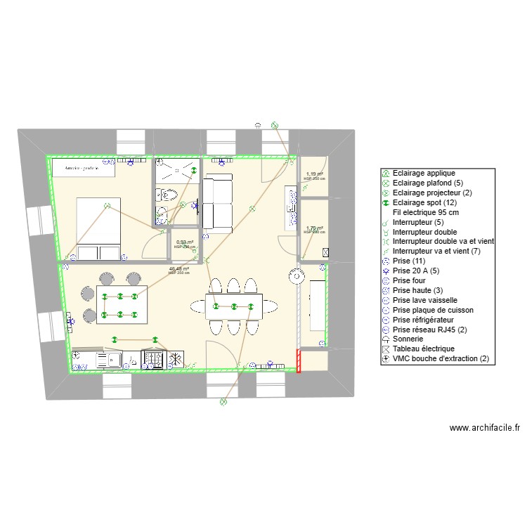 MERGNAT RDC Electricité. Plan de 0 pièce et 0 m2