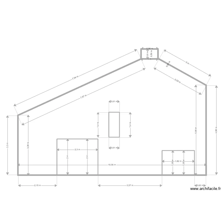 Fa&ccedil;ade Ouest Avant, Loquet. Plan de 