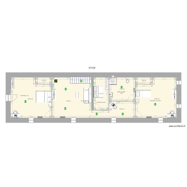 Etage longere. Plan de 0 pièce et 0 m2