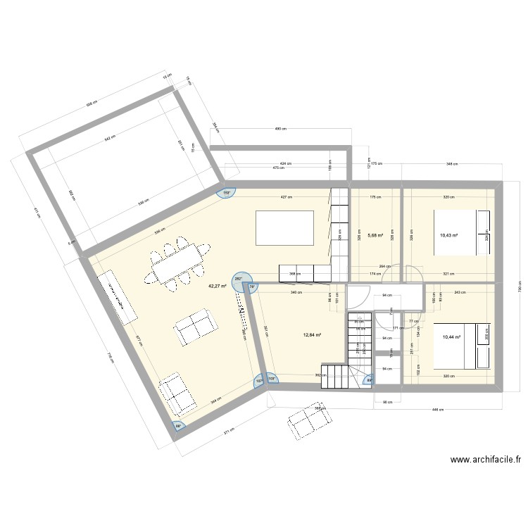 LA LANDE DU TEMPLE RDC2. Plan de 5 pièces et 82 m2