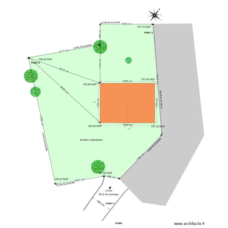 PLAN DE MASSE INITIAL 3-1. Plan de 3 pièces et 150 m2