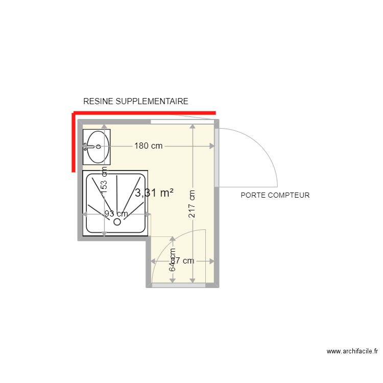 ROPITAL BRIGITTE . Plan de 1 pièce et 3 m2