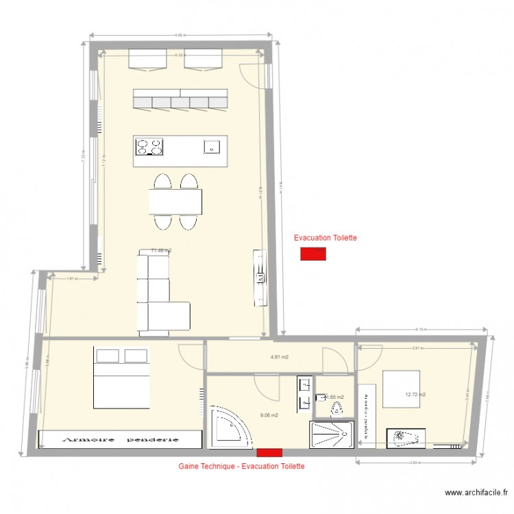 T2 couloir entrée cuisine ouverte  4. Plan de 0 pièce et 0 m2