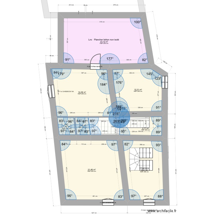 Manger. Plan de 16 pièces et 197 m2