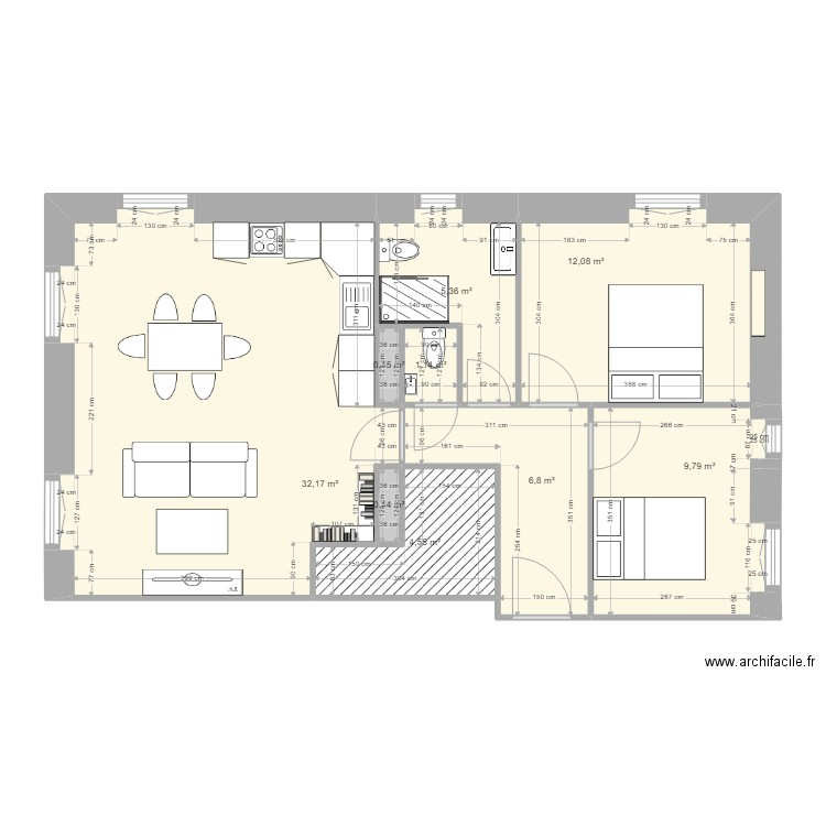 Villa Fernandez Projet. Plan de 9 pièces et 73 m2