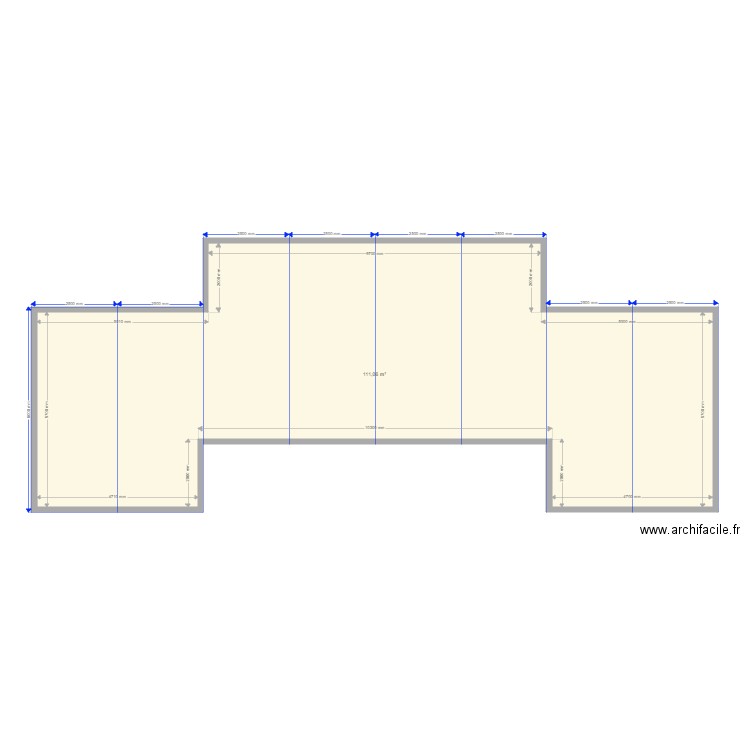 mmmm2. Plan de 1 pièce et 111 m2