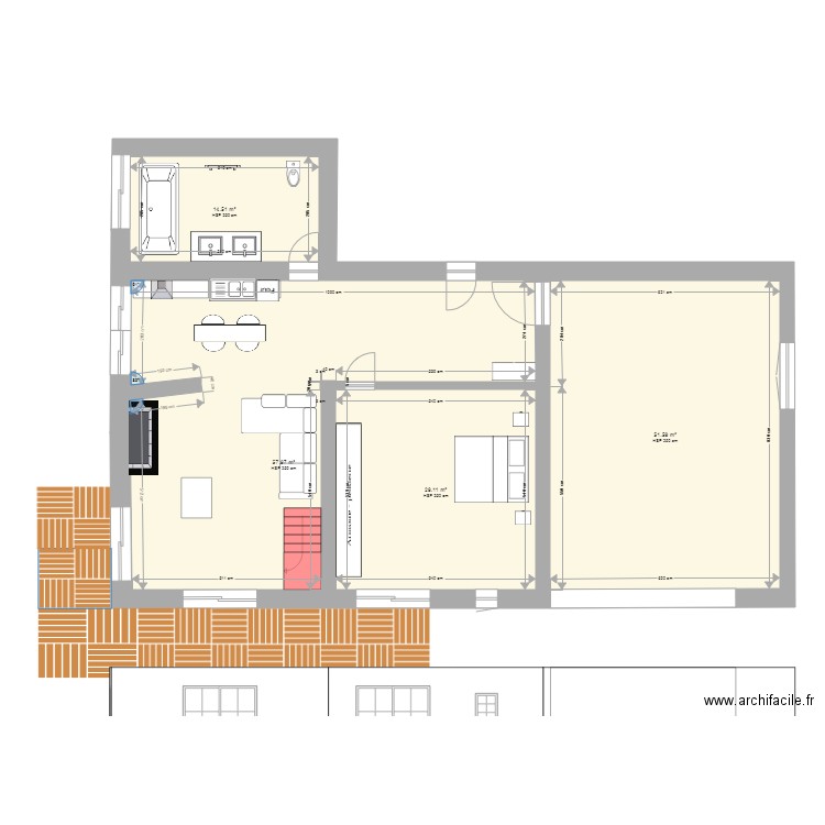 1er avec terrasse. Plan de 0 pièce et 0 m2