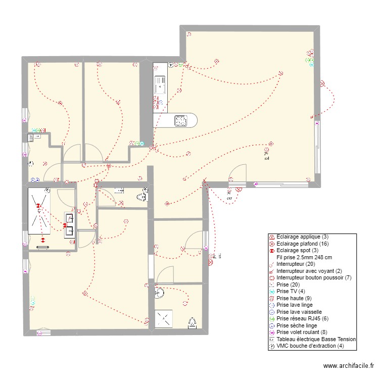 pineau elec. Plan de 9 pièces et 123 m2