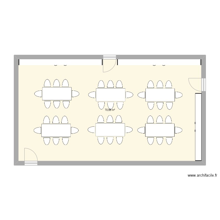 Sala de refeiçoes. Plan de 1 pièce et 71 m2