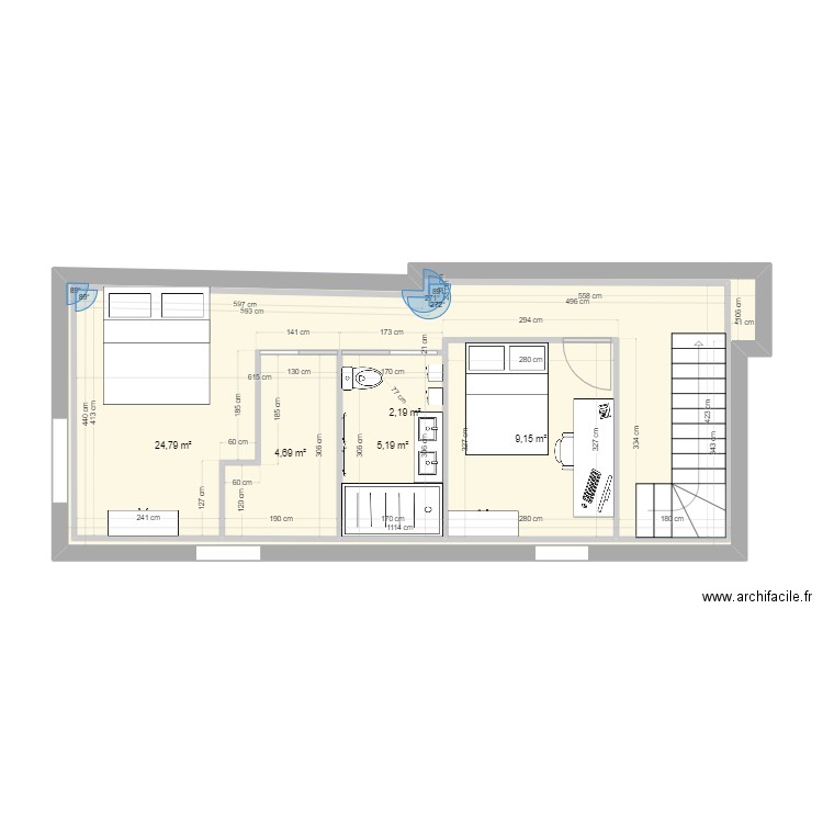 MAISON VIRY - 1er ETAGE 2nd version. Plan de 5 pièces et 93 m2