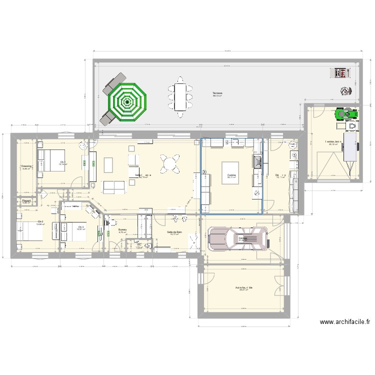 Plan avec Terrasse et Abris Copie. Plan de 15 pièces et 295 m2