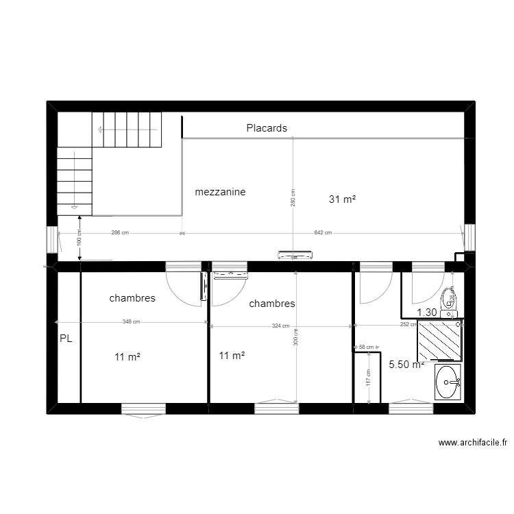 Etage clim 21 mai 22. Plan de 4 pièces et 59 m2