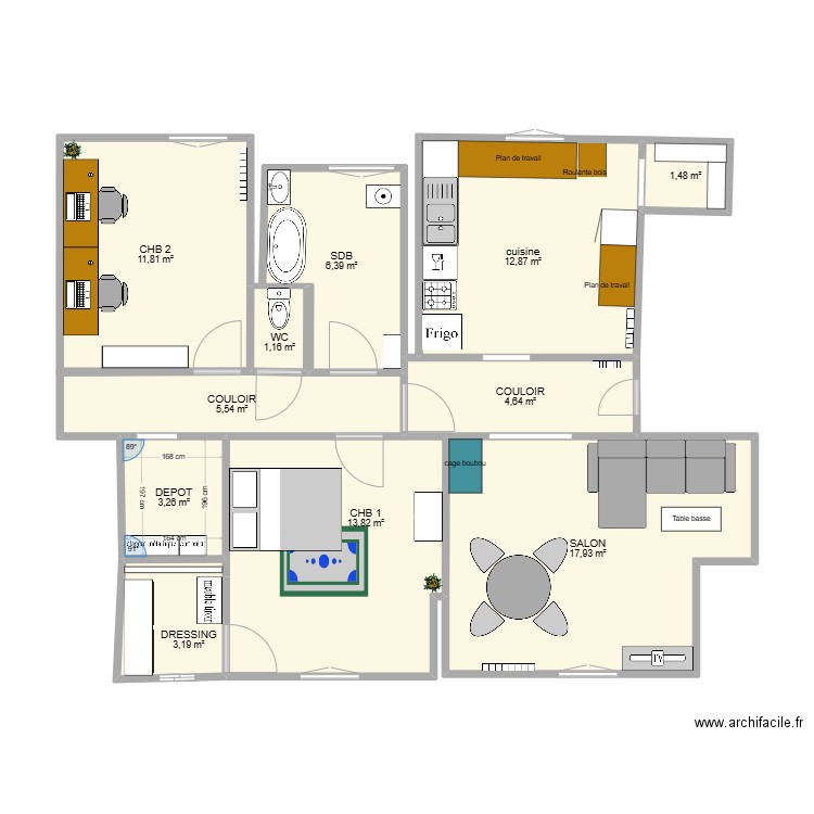 appartement Chalons. Plan de 11 pièces et 82 m2