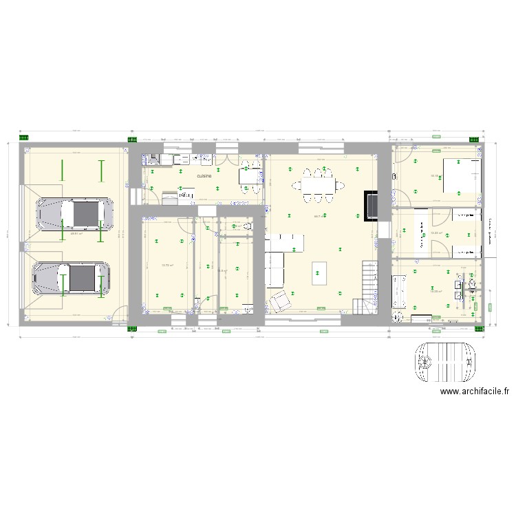 plan titi futur 1. Plan de 8 pièces et 188 m2