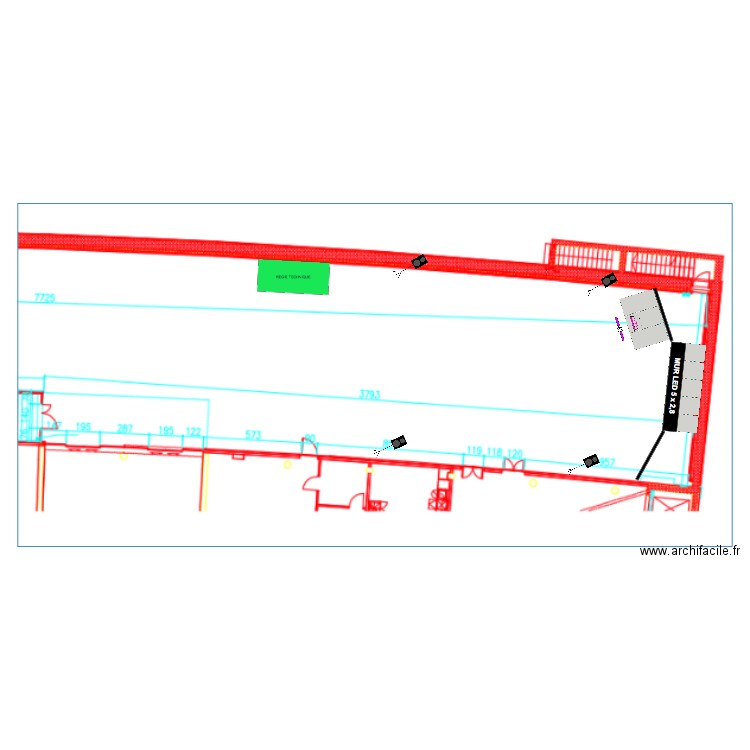 Mur LED Zurich 2 et technique. Plan de 0 pièce et 0 m2