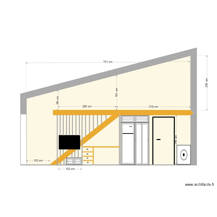 Elévation Mur Apt Liscia aménagement 2 nouveau. Plan de 4 pièces et 24 m2