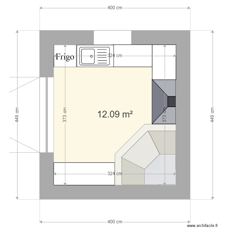 Abri bbq 3. Plan de 1 pièce et 12 m2