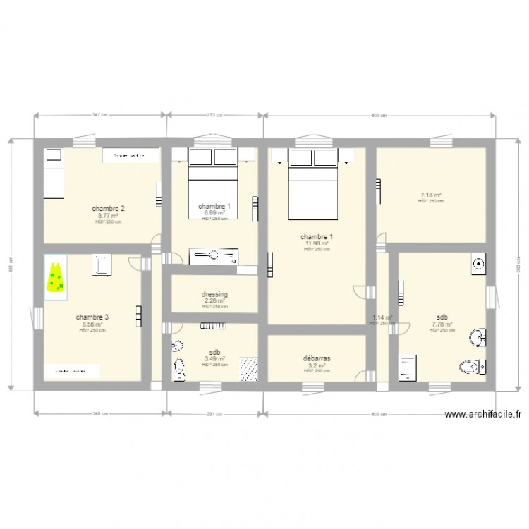 1er étage de notre maison jumelée. Plan de 0 pièce et 0 m2