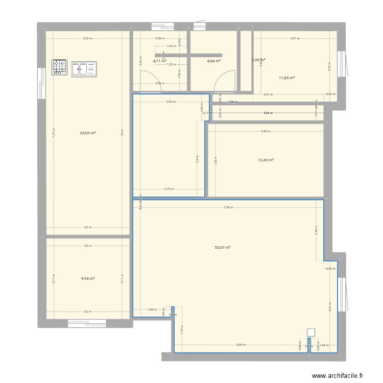 appart 02. Plan de 10 pièces et 118 m2