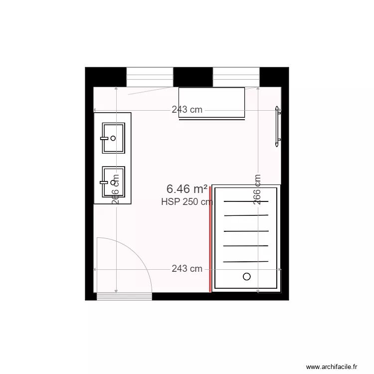 GAUCHET sdb apr&egrave;s modif RDC. Plan de 