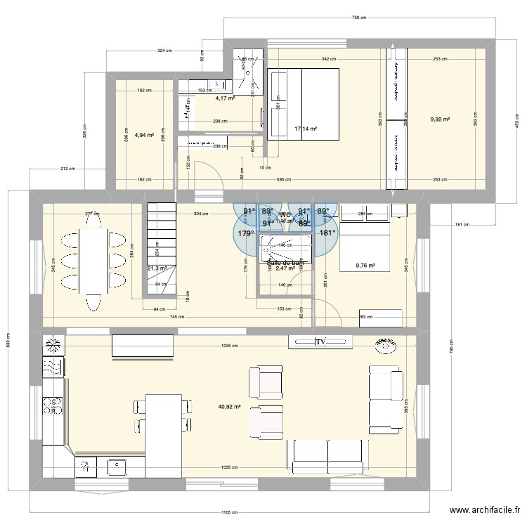 Maison Duing v3 cuisine. Plan de 48 pièces et 454 m2
