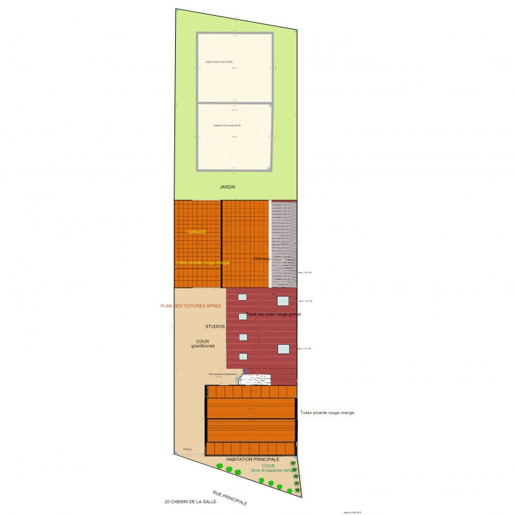 plan des façades après 20 chemin de la salle SANS GARAGE. Plan de 13 pièces et 858 m2