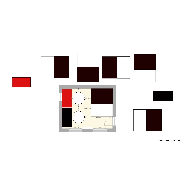 Salon. Plan de 1 pièce et 14 m2