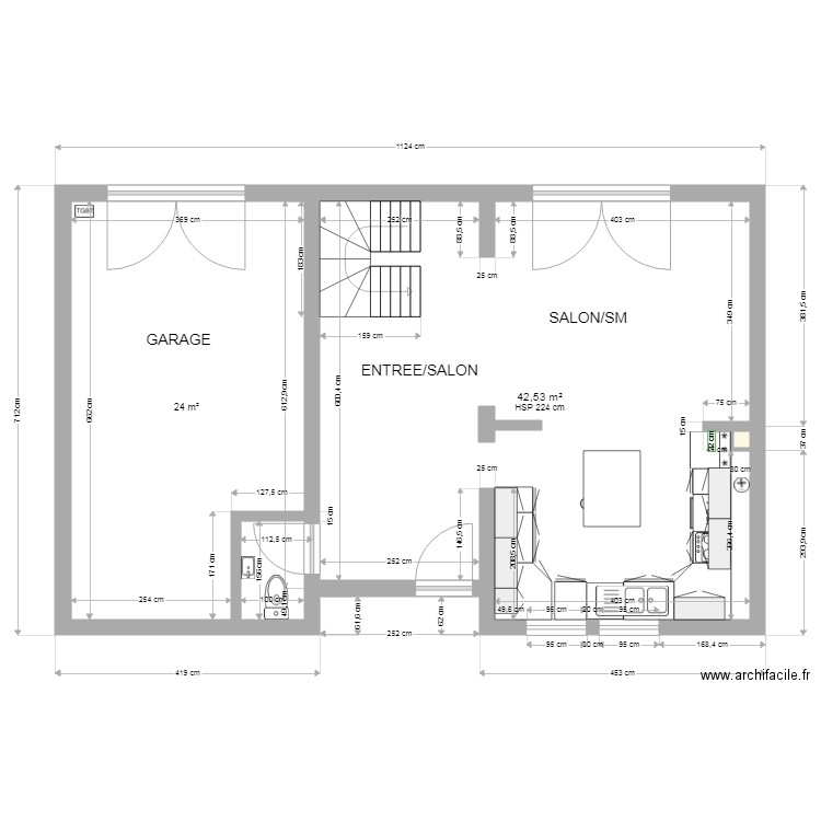 Romainville cuisine équipé. Plan de 0 pièce et 0 m2