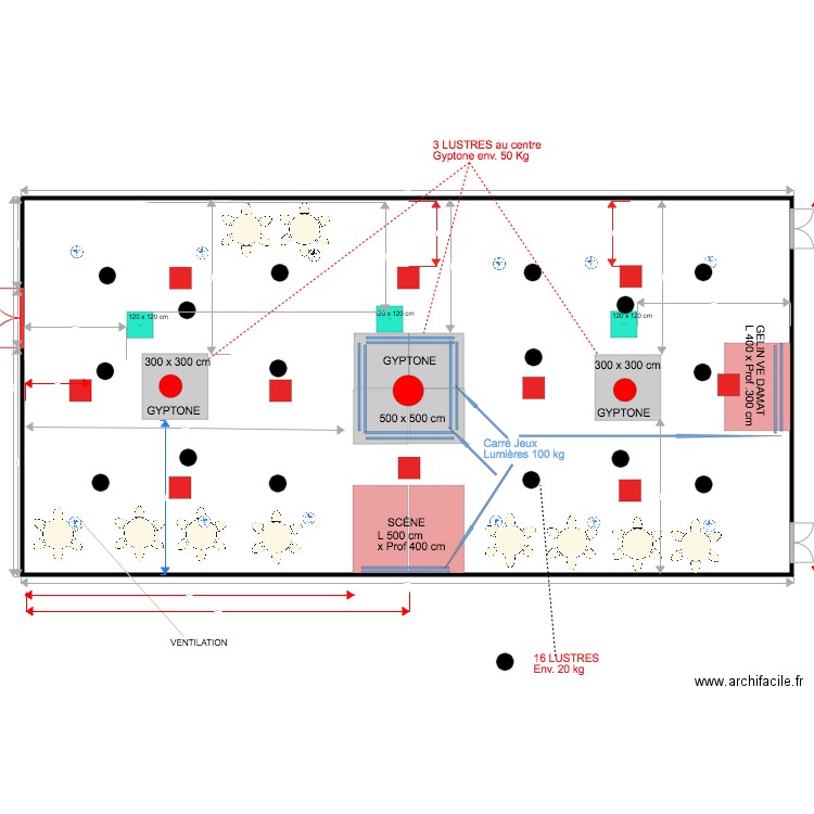 PLAN SALLE 01 06 18 LUSTRES SKYDOM gyptone ENFONCÉ DANS LE PLAFOND. Plan de 0 pièce et 0 m2