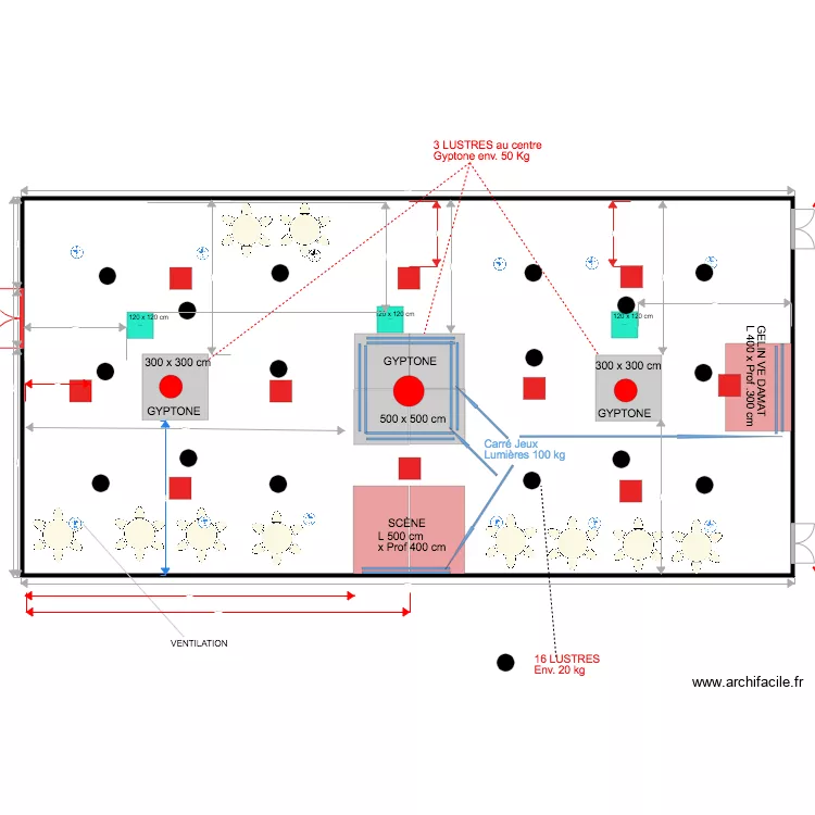 PLAN SALLE 01 06 18 LUSTRES SKYDOM gyptone ENFONC&Eacute; DANS LE PLAFOND. Plan de 