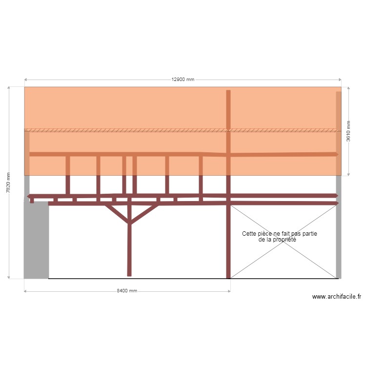 Plan facade actuelle . Plan de 0 pièce et 0 m2