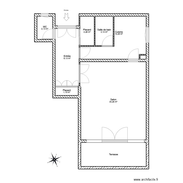 Appart 2. Plan de 9 pièces et 67 m2