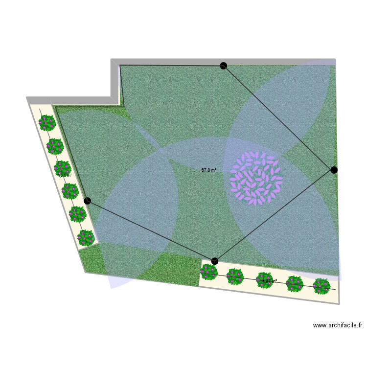 jardin. Plan de 3 pièces et 77 m2
