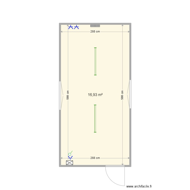 63719. Plan de 1 pièce et 17 m2