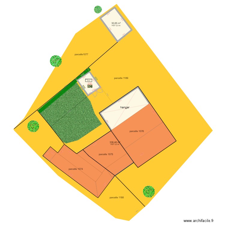 garage. Plan de 3 pièces et 385 m2