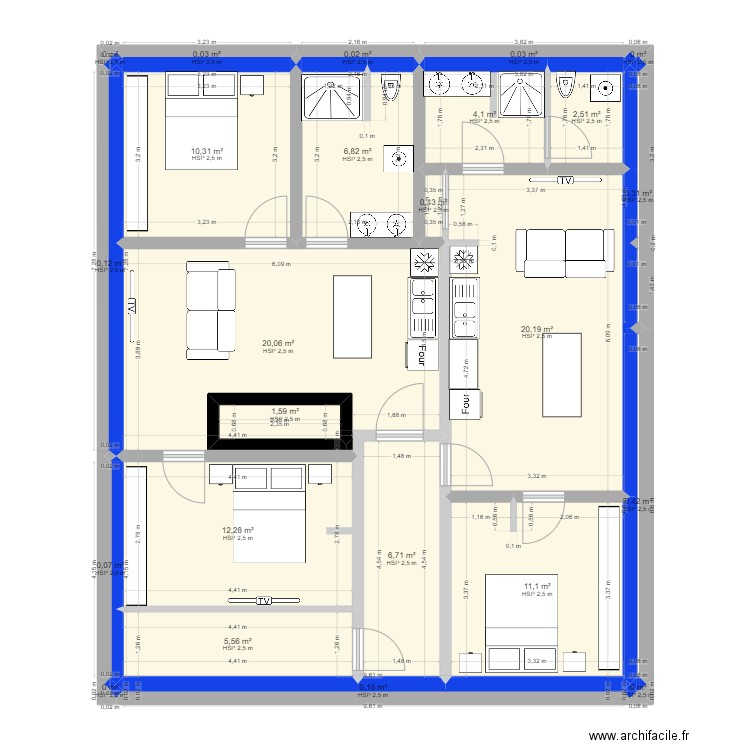 SOUS COMBLE. Plan de 24 pièces et 106 m2