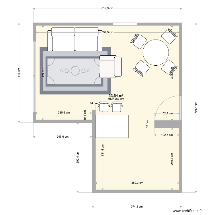 OliviaSalaCozinha1. Plan de 1 pièce et 34 m2